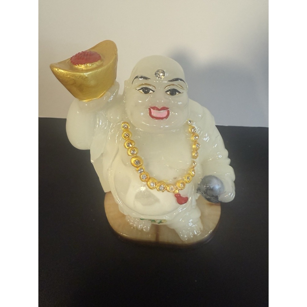 HAPPY LUCKY LAUGHING BUDDHA STATUE FIGURINE GLOW IN DARK‎ 5.5" Tall